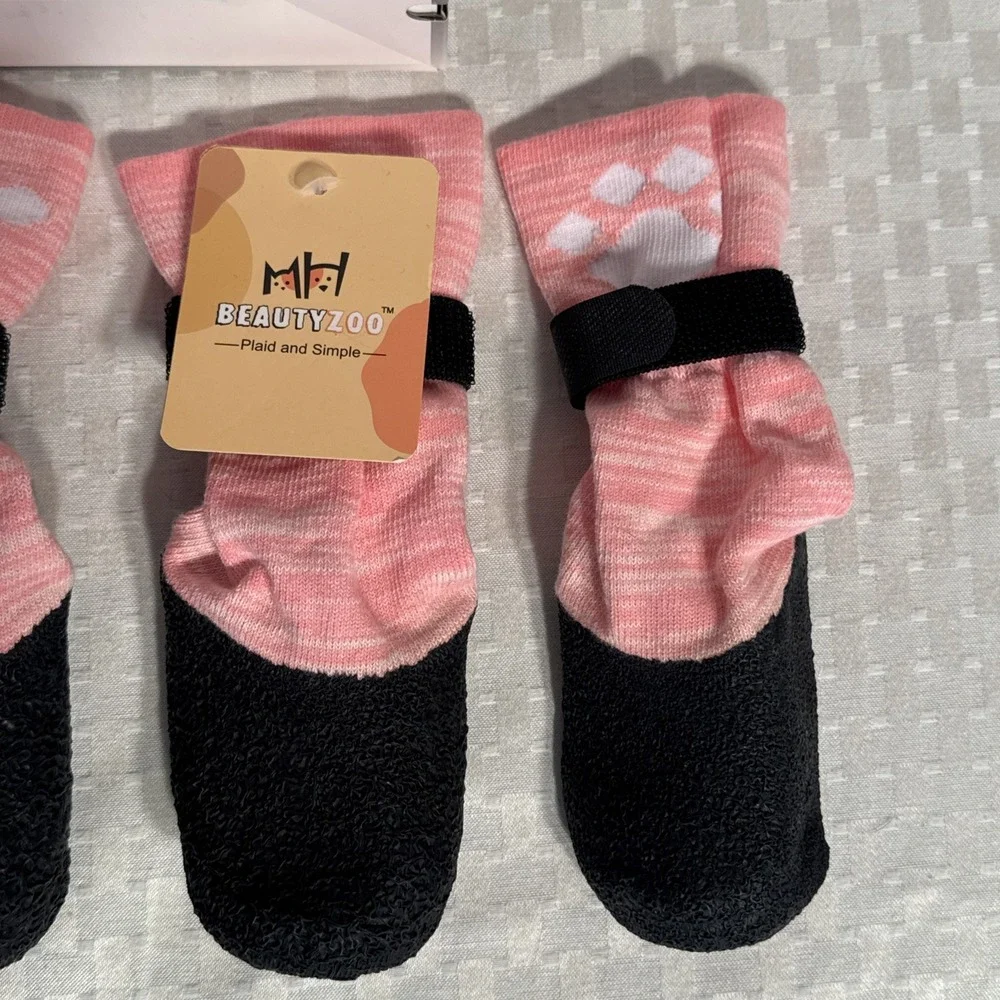 QUMY Dog Shoes LARGE Dog Boots & Paw Protectors Pink size 7 63-75 lbs NEW